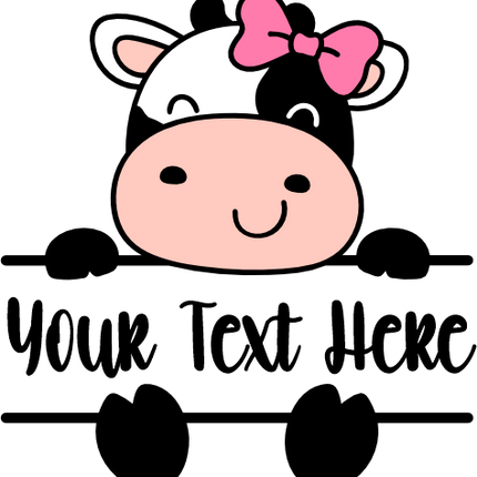 (s278-6-B) Baby Girl Cow Split Custom Text Name