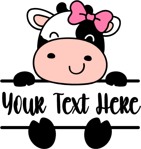 (s278-6-B) Baby Girl Cow Split Custom Text Name