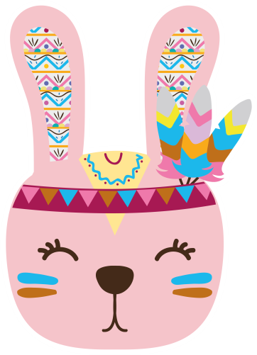 (s279-1-F) Tribal Bunny Rabbit Face