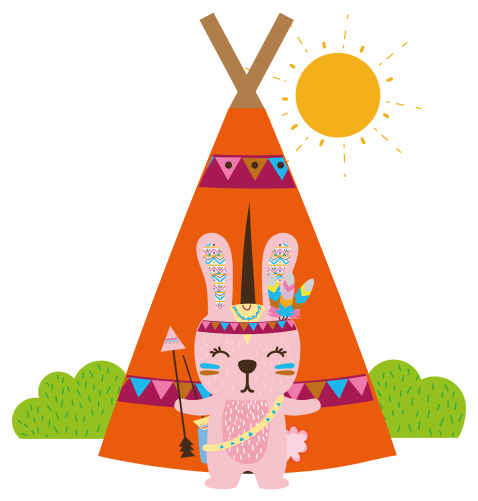 (s279-1-K) Tribal Bunny Rabbit Teepee