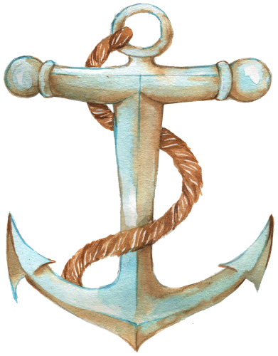 (s028-1-H) Watercolor Anchor