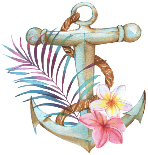 (s028-1-I) Watercolor Anchor