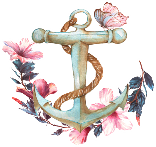 (s028-1-L) Watercolor Anchor Flowers