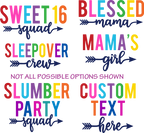 (s280-1) Slumber Party Squad Rainbow Multi-Color Custom Text