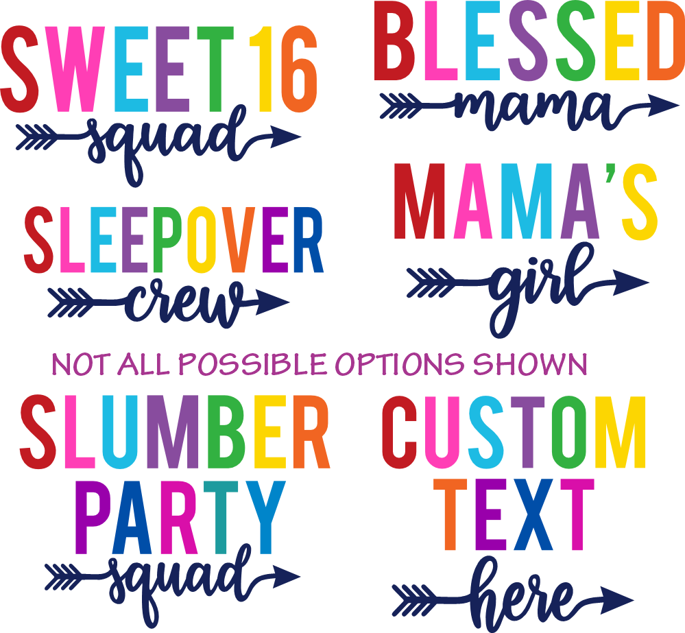 (s280-1) Slumber Party Squad Rainbow Multi-Color Custom Text