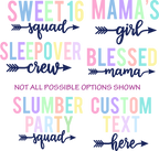 (s280-2) Slumber Party Squad Pastel Multi-Color Custom Text