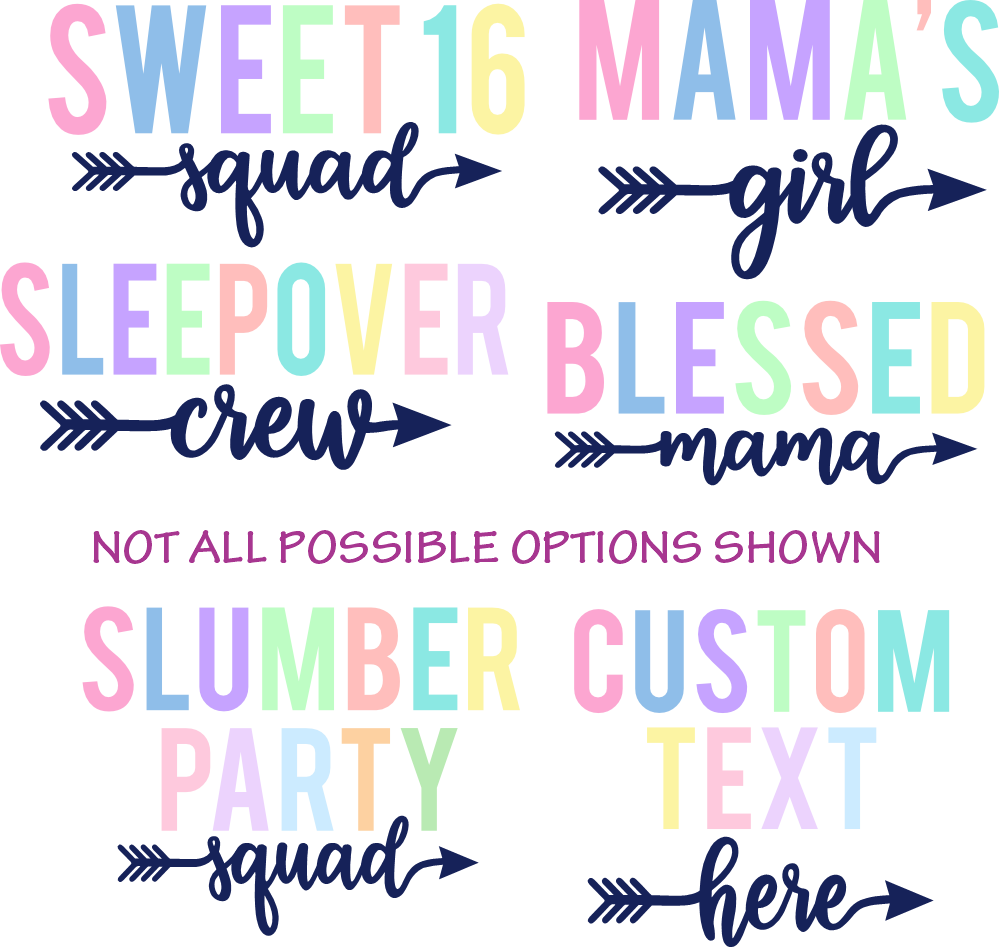 (s280-2) Slumber Party Squad Pastel Multi-Color Custom Text