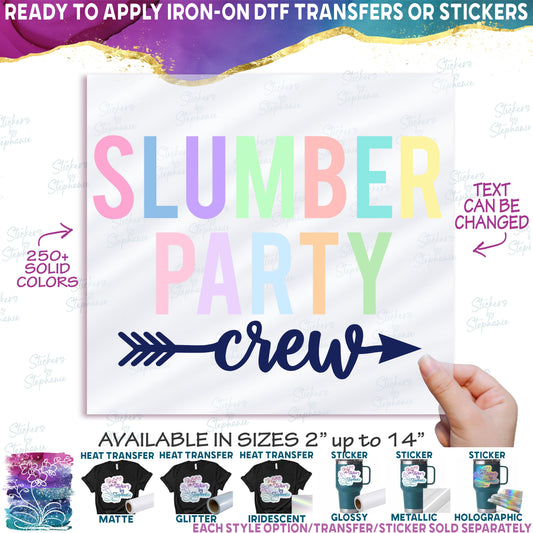 (s280-2) Slumber Party Squad Pastel Multi-Color Custom Text