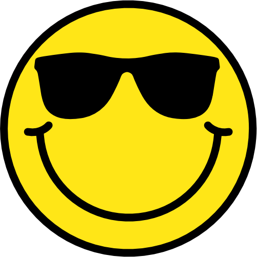 (s283-1-2E) Emoji Smiley Face Yellow & Black Sunglasses