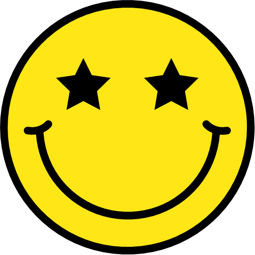 (s283-1-2F) Emoji Smiley Face Yellow & Black