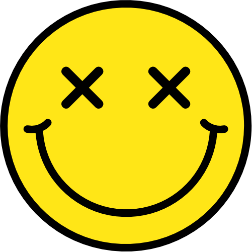 (s283-1-2I) Emoji Smiley Face Yellow & Black