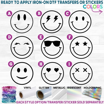 (s283) Emoji Smiley Face Printed Heat Transfer or Sticker