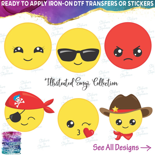 (s283-2) Full Color Illustrated Emoji Emoticon Collection 25 Style Options