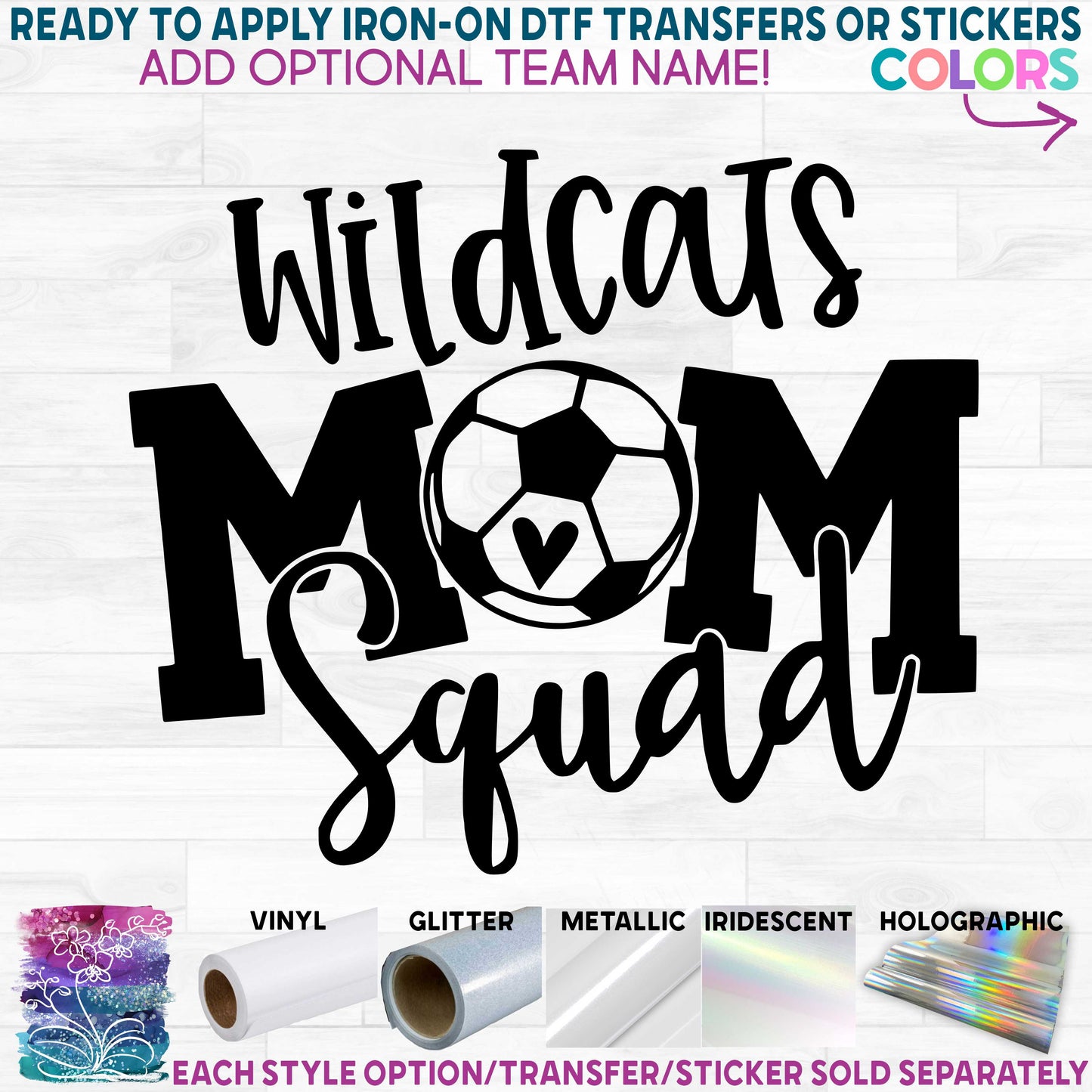 (s285-1B) Soccer Mom Squad Printed Heat Transfer or Sticker