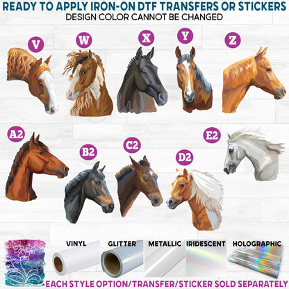 (s287) Full Color Horse Horses Printed Heat Transfer or Sticker