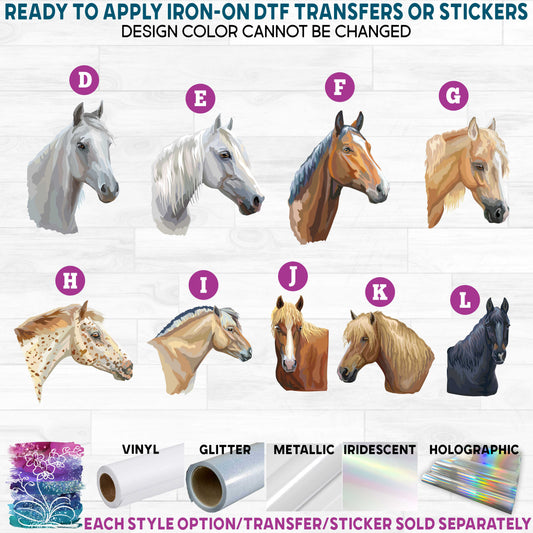 (s287) Full Color Horse Printed Heat Transfer or Sticker