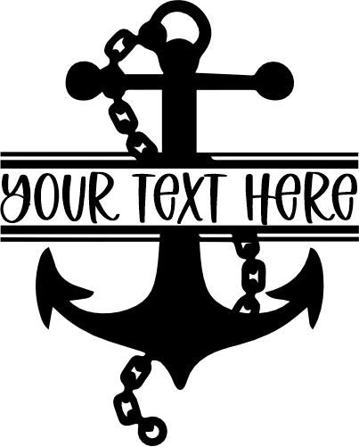 (028-01-N) Anchor Wheel Nautical Split Name Custom Text