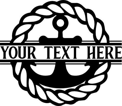 (028-01-O) Anchor Rope Nautical Split Name Custom Text