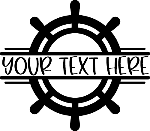 (028-01-P) Ship Wheel Nautical Split Name Custom Text