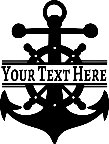 (028-01-Q) Anchor Wheel Nautical Split Name Custom Text