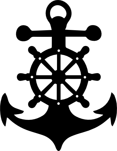(s028-1-E) Anchor Nautical with Ship Wheel