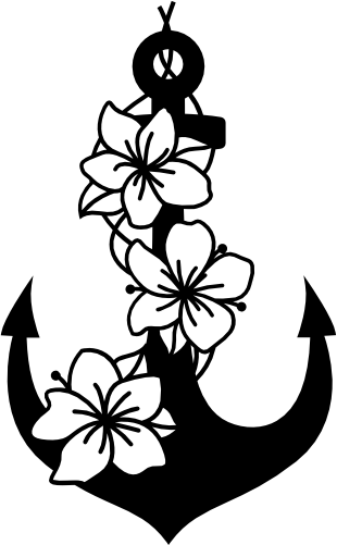 (028-1-O) Anchor with Flowers Floral Nautical