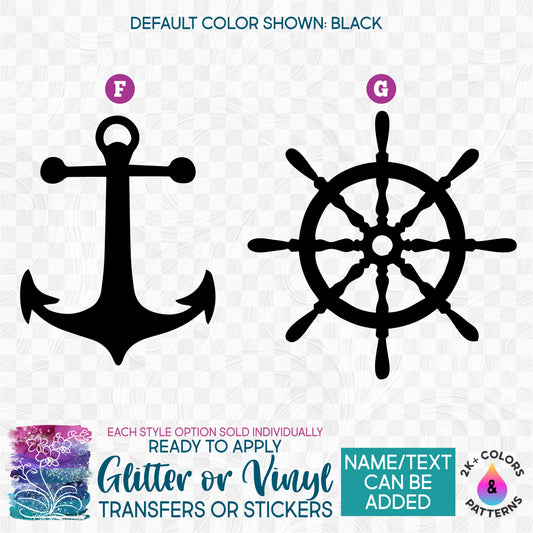SBS-28-1 Anchor Anchors Nautical Ship Wheel Made-to-Order Iron-On Transfer or Sticker