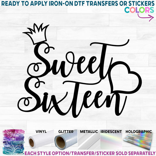 (s292-I) Sweet 16 Sixteen Printed Heat Transfer or Sticker