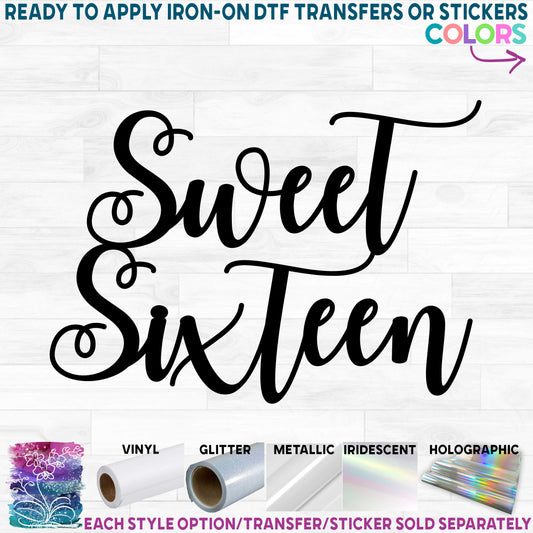 (s292-J) Sweet 16 Sixteen Printed Heat Transfer or Sticker