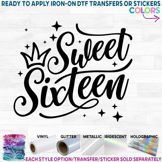 (s292-P) Sweet 16 Sixteen Printed Heat Transfer or Sticker