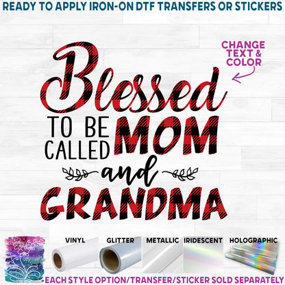 (s293-C2) Blessed to Be Called Mom and Grandma Custom Text Buffalo Plaid