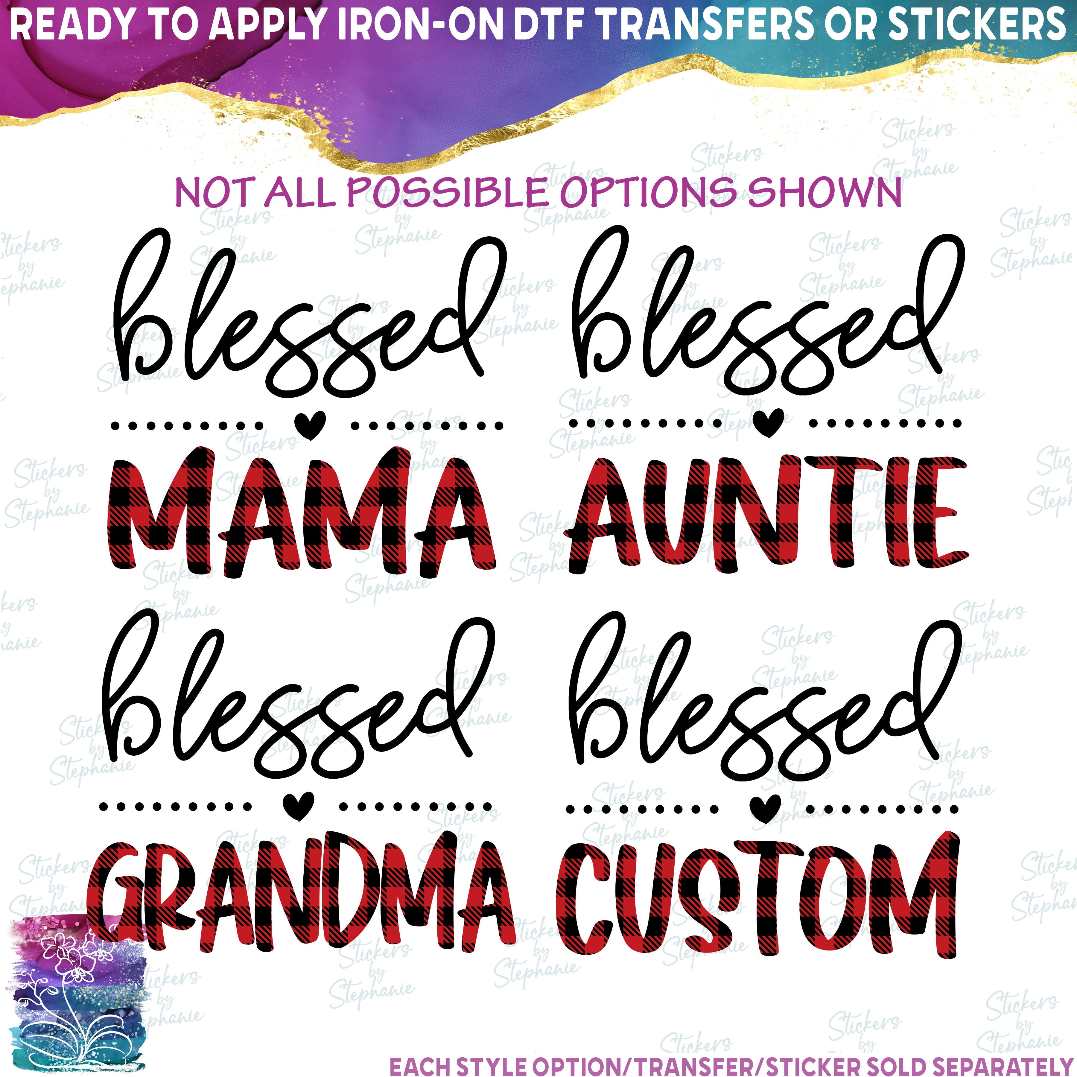 (s293-E) Blessed Mama Buffalo Plaid Custom Text