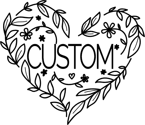 (293-J-2) Floral Flower Heart Custom Text