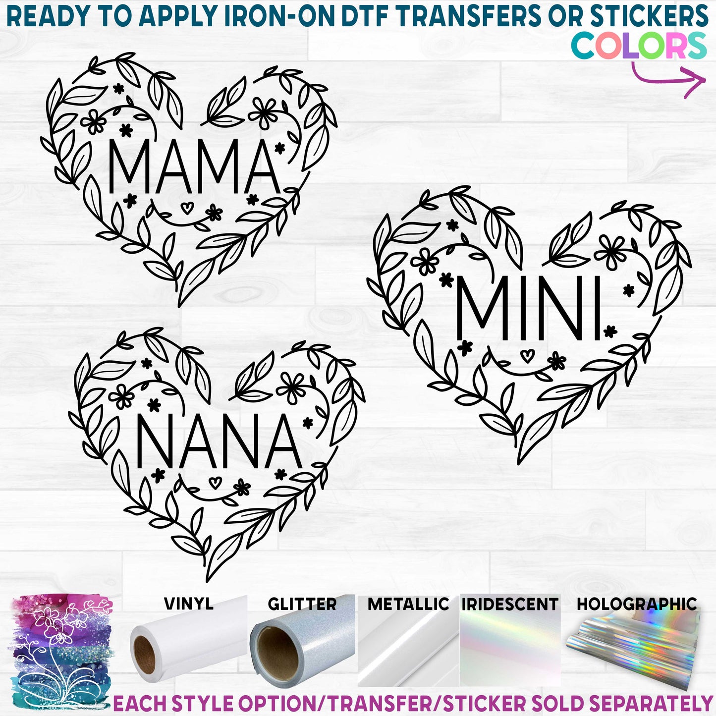 (s293-J) Floral Heart Mama Mini Custom Text