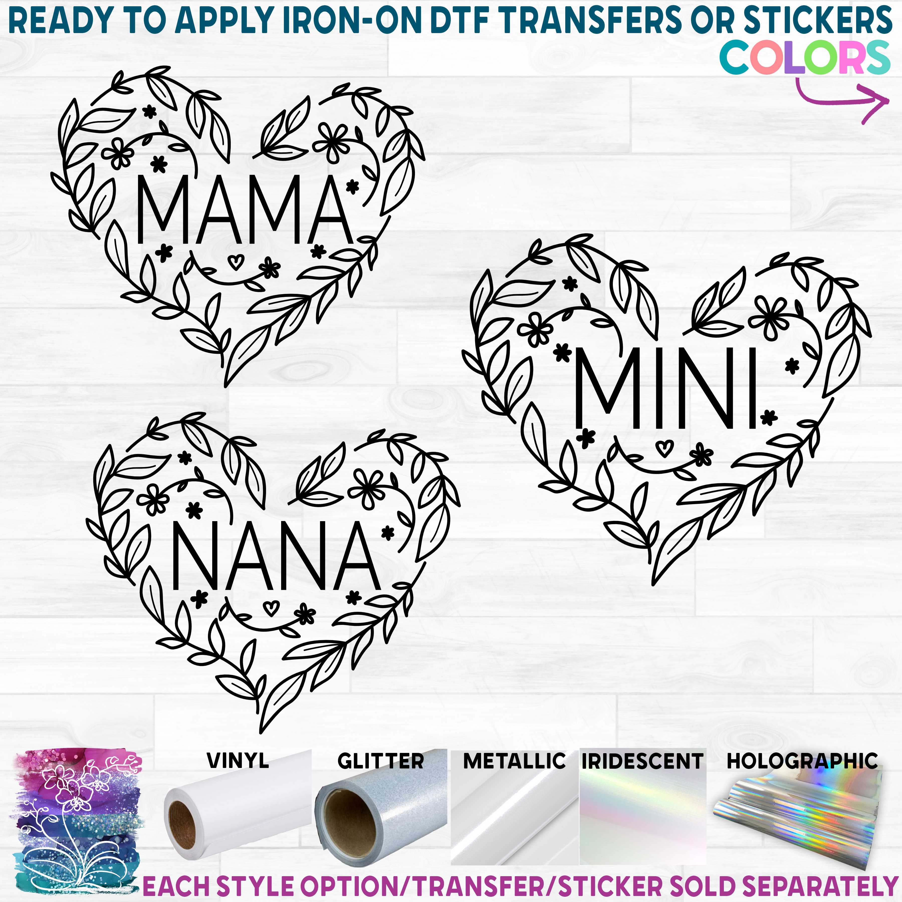 (s293-J) Floral Heart Mama Mini Custom Text