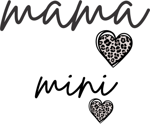 (s294-B) Mama Mini Leopard Heart Set
