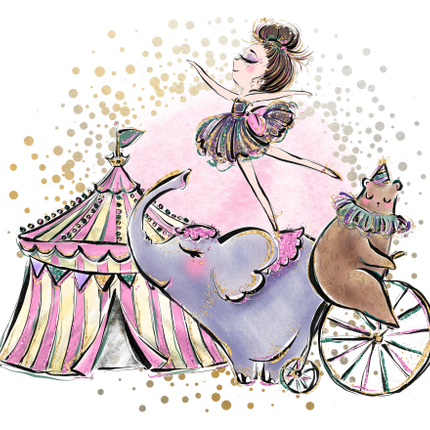 (s294-O2) Circus Tent Elephant Bear Acrobat