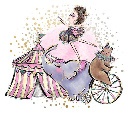 (s294-O2) Circus Tent Elephant Bear Acrobat