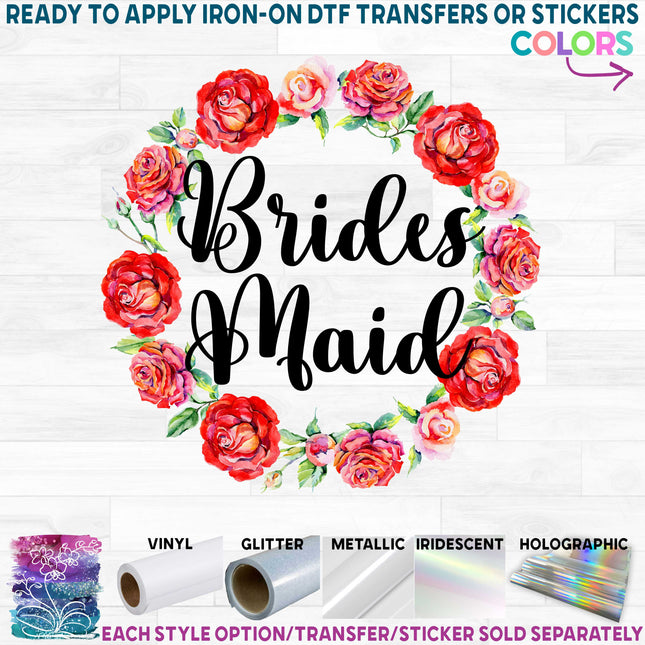 (298-W6) Watercolor Rose Floral Bridal Wedding Party Custom Text