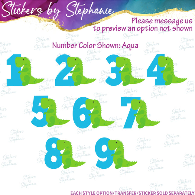 (s02A-377) Dinosaur Age Number Graphic Iron-On Transfer