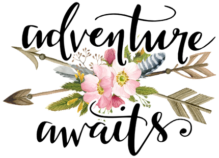 (002-3) Adventure Awaits Wild Rose Deer Arrow Watercolor