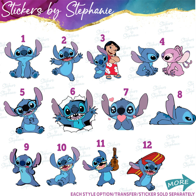 (s02C-007) Stitch, Lilo, Angel Iron-On Transfer