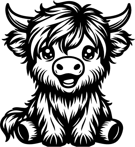 (003-02-2X) Cute Baby Highland Cow