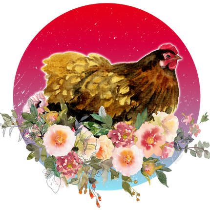 (s003-1-1Z) Chicken Hen Flowers