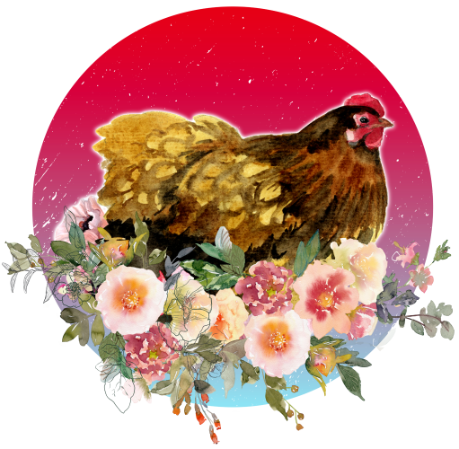 (s003-1-1Z) Chicken Hen Flowers