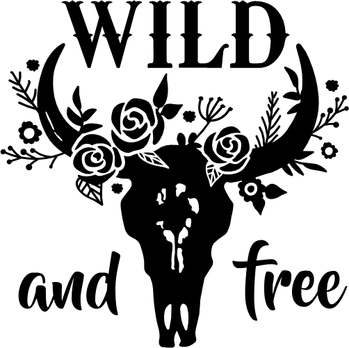 (003-15-E) Floral Cow Skull Wild and Free