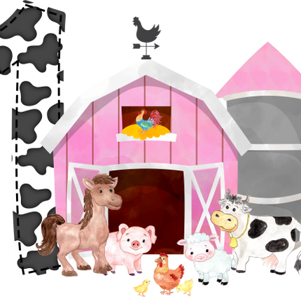 (s003-16-A)  Pink Barn Farm Animals 1, 2 Any Age
