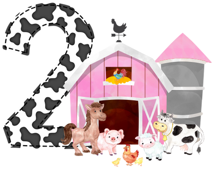 (s003-16-A)  Pink Barn Farm Animals 1, 2 Any Age