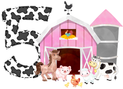 (s003-16-A)  Pink Barn Farm Animals 1, 2 Any Age