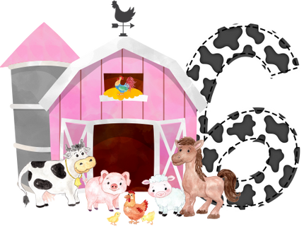 (s003-16-A)  Pink Barn Farm Animals 1, 2 Any Age
